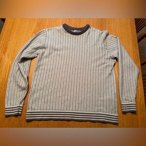 Men's Crewneck Textured Knit Sweater - Gray and White